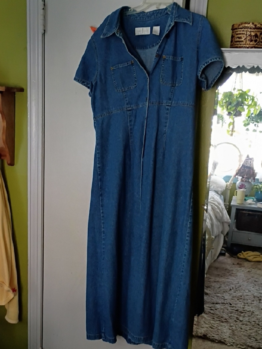 Claiborne Blue Short-Sleeve Denim Maxi Dress